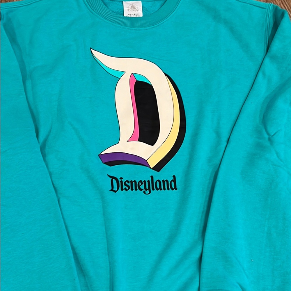 Disney Parks Disneyland Crewneck Unisex Teal Sweatshirt Size Large